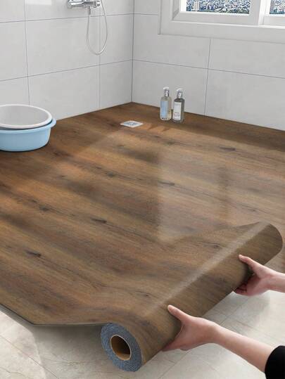 1roll Peel And Stick Vinyl Flooring Roll 17.72"X 118.11", Self Adhesive Vinyl Wood Flooring Planks Floor Tiles Stickers Waterproof For Bathroom Living Room Bedroom Kitchen RV