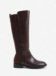 Where’s That From PARKER KNEE HIGH BOOTS WITH SIDE ZIP - Dark Brown PU - View 2