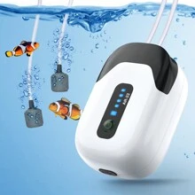 Pompa d'aria per acquario, ossigenatore ad alta portata per vasche pesci con flusso regolabile, pompa d'aria per acquario leggera ed efficiente dal punto di vista energetico, accessori per acquario, inclusi pietre d'aria, tubature e valvole di ritegno, pompa a doppia uscita d'aria adatta per vasche pesci, acquari, terrari per pesci, bocce per pesci, trasporto temporaneo di pesci vivi, appassionati di pesca, trasporto su brevi distanze di pesci vivi