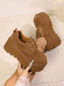 女士时尚厚底运动鞋，休闲系带增高滑板鞋，百搭又时尚