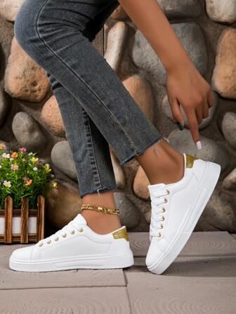 Women's Casual Outdoor Sports Fashion High Quality Comfortable Flat Shoes, Lightweight Breathable Campus Versatile Sports Sneakers