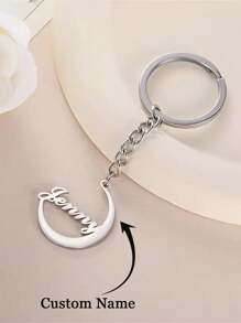 1 Llavero personalizado con la luna y el nombre, llavero de metal con nombre tallado personalizado, regalo de Ramadán, regalo de cumpleaños personalizado para familia y amigos, regalo de Navidad