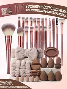 24/39/42/44/46/49/54/56PCS Makeup Tools Set Including:32PCS Makeup Brush Set+5PCS Makeup Sponges+5PCS Mini Makeup Sponges+5PCS Triangle Powder Puffs+5PCS Mini Air Cushion Powder Puffs+1pc Hairband+2PCS Hand Bowl Strap+1pc Makeup Brush Cleaning Tools - 彩色 - 查看 19