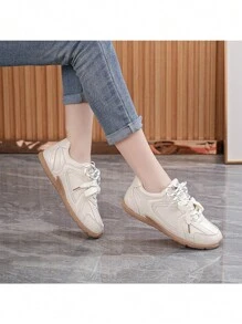Women's New Casual Shoes, Cute Retro College Style, Lightweight & Durable For Yoga, Fitness, Sports - Beige - View 3