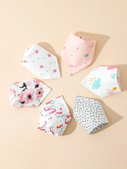 4pcs/Pack Assorted Color Baby Bibs/Bandana Drool Bibs