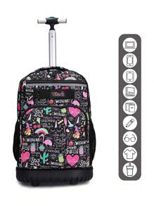 Tilami Kids Fashion Rolling Backpack, 19 Inch Laptop Backpack, Plane Bag, Luggage, School Supplies, Durable With Waterproof Material, Shoulder Drop, Concealed Pockets And Wheel Cover, Big Storage Capacity, Great For Boys And Girls School, College, Vacation, Trip Use, Travel Bag With Wheels, Many Styles Likeice Cream, Leaf, Waves, Geometric Patterns, Best Christmas Gifts For Kids, Free Shipping And Hot