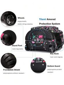 Tilami Kids Fashion Rolling Backpack, 19 Inch Laptop Backpack, Plane Bag, Luggage, School Supplies, Durable With Waterproof Material, Shoulder Drop, Concealed Pockets And Wheel Cover, Big Storage Capacity, Great For Boys And Girls School, College, Vacation, Trip Use, Travel Bag With Wheels, Many Styles Likeice Cream, Leaf, Waves, Geometric Patterns, Best Christmas Gifts For Kids, Free Shipping And Hot