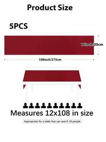 5pcs Satin Table Runner, 12 X 108 Inch, Wedding Decorative Tablecloth, Suitable For Wedding, Party, Birthday, Valentine's Day Table Decor, Can Be Tied Into Bows For Chair Covers