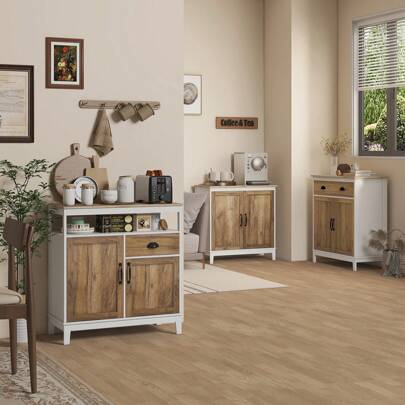 HOMCOM Mobile Multiuso in Truciolato con Armadietto e Cassetto in Stile Rustico, 78.5x39x89.4cm, Bianco