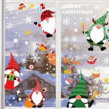 6/12 Sheets Window Clings Santa Claus Snowman Pattern Window Stickers Xmas Cartoon Double Sided Window Decals For Winter New Year Party Home Glass Decoration - Multicolor - View 4