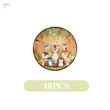 10/20 szt. Drewniane ziarna leśne zwierzęta tematyczne kreskówka jesień/zima małe zwierzę wzór zestaw zastawy stołowej na imprezę, zawiera 7-calowe/9-calowe jednorazowe talerze papierowe, serwetki imprezowe, kubki imprezowe, odpowiednie na przyjęcie urodzinowe, spotkania rodzinne, noc ogniska, piknik na świeżym powietrzu