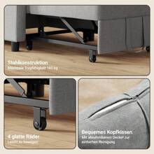 3 In 1 Sofa Bed, Convertible Sofa Bed, Sofa Bed With Bed Function, Sofa Bed With Pillow And Side Pocket, Sofa Bed For Small Apartment - Xám - Xem 7