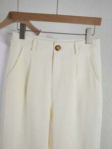 Minimalist Casual Commute Everyday Oblique Pocket Suit Pants - Apricot - View 6