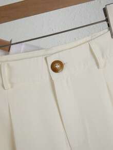 Minimalist Casual Commute Everyday Oblique Pocket Suit Pants - Apricot - View 3