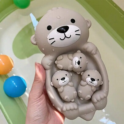 Otter Spiel-Badetoy-Set - Schwimmende Tierspielzeuge für Kleinkinder, robuster Kunststoff, grau - perfektes Geschenk für Jungen & Mädchen