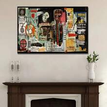 1Piece Wooden Framed Canvas Painting Basquiat Notary Very Suitable For Office Corridor Home Living Room Decoration Suspensibility