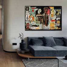 1Piece Wooden Framed Canvas Painting Basquiat Notary Very Suitable For Office Corridor Home Living Room Decoration Suspensibility