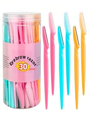 30 Pieces Set Of Eyebrow Trimmer, Eyebrow Trimmer, Long Handle Trimmer, Eyebrow Trimmer, Beauty Tool, Used For Shaping And Trimming Eyebrows, Exfoliating And Exfoliating Tools, Razors, Precision Exfoliating Tool Eyebrow Trimmer, Facial And Neck Razor Blades