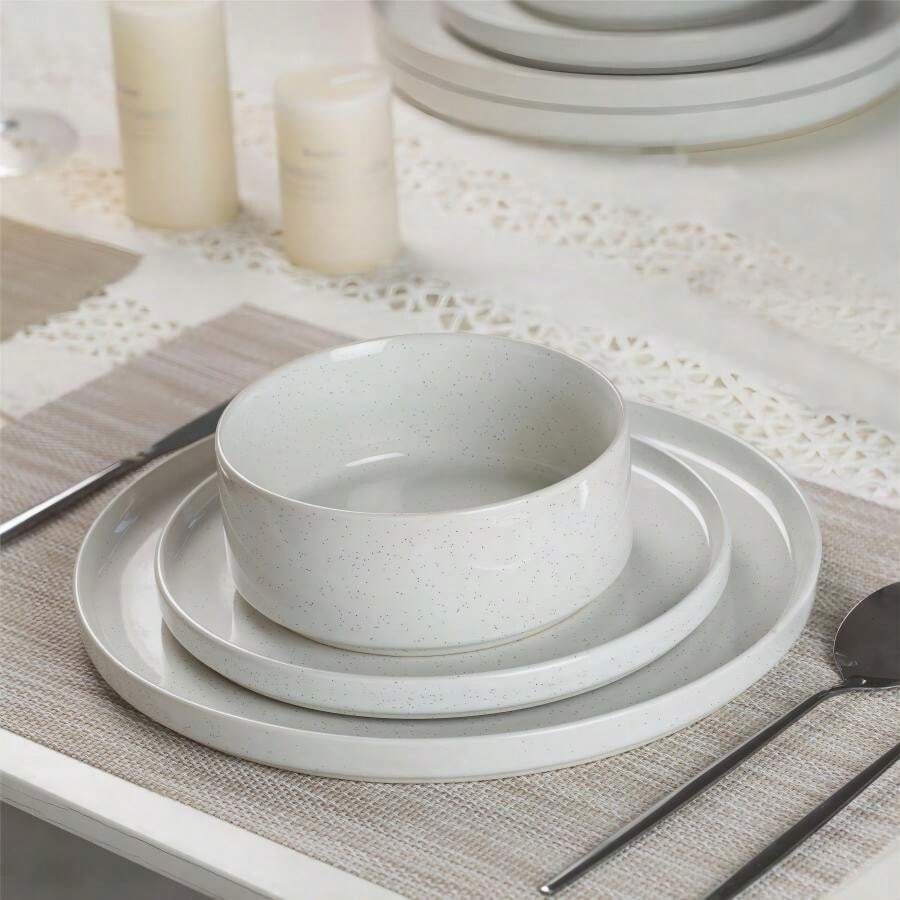 Richmount 12 Pieces Dinnerware Sets, Stoneware Dishes, Dishes Set For 4 - White - View 1