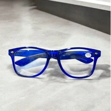 1 pieza lente de lectura de remaches unisex, con marco cuadradas bisagras de resorte, 15 niveles de aumento para elegir. - Azul - Ver 4