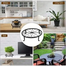 Classic Metal Flower Pot Stand With Iron Design For Home Decoration, For Indoor And Outdoor - 黑色 - 查看 2