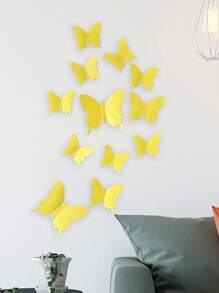 12 Pcs Cute Butterfly Wall Decor , Girls Room Wall Decals, PVC Material Aesthetic Butterflies Stickers For Nursery Decorations, Baby Toddler Room Decor For Girls - Multicolor - View 8