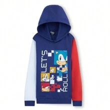 SONIC THE HEDGEHOG Hoodie Hooded Sweatshirt Lounge Wear Street Style 4-12 Years Gamer Gift - Blue - View 1