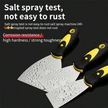 Juego de 6 espátulas de acero inoxidable, multiusos, para reparación de pintura y paredes, herramienta esencial para limpieza doméstica e industrial - Negro - Ver 8