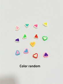 1 盒花形塑料散珠，心形带孔聚合物粘土珠，彩色 DIY 珠子，可用于制作项链、手链、配饰，颜色随机 - 款式2 - 查看 4