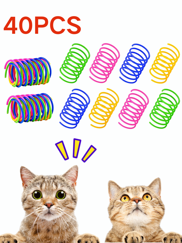 20/40 Pcs Funny Cat Toys 6cm Spring Toy 4 Colors To Attract Pet's Attention, Enhance Interaction, Strong And Bite-Resistant, Not Easy To Damage, Suitable For Indoor And Outdoor Play