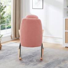 Anwick Adjustable Headrest Pillow Rocking Chair, Technical Leather Upholstered Glider Rocker With High Backrest, Modern Rocking Accent Chairs Comfy Side Chair For Nursery, Bedroom, Living Room - Pink - View 9