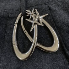 Portachiavi ovale con motivo stella chic - in lega di zinco, perfetto per borse e accessori da vita, ideale per avventure all'aperto, regalo per donne per San Valentino