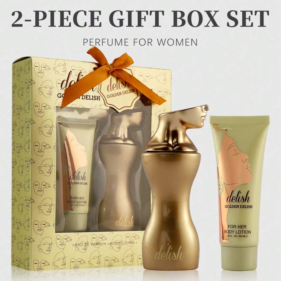 Wish 2-Piece Set, Women's Eau De Parfuma Spray And Body Lotion Gift Box, Long Lasting Fragrance, A Floral Fruity Gourmand Fragrance, Perfect For Holiday Gifts, Dating, Daily Life, Parties, 3.4 Fl Oz Perfume, 2.8 Fl Oz Body Lotion - 2 件套 - 查看 1