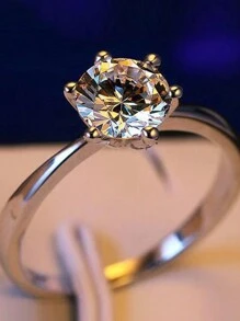 1pc Women's Party Jewelry Adjustable Rhinestone Plated Gold Luxury Ring, Suitable As Valentine's Day, Wedding, Anniversary, Party, Date Gift - Multicolor - View 10