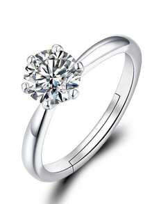 1pc Women's Party Jewelry Adjustable Rhinestone Plated Gold Luxury Ring, Suitable As Valentine's Day, Wedding, Anniversary, Party, Date Gift - Multicolor - View 11