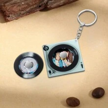 Custom Photo Personalized Photo& Music Gift,Custom Mini Album CD Keychain With NFC,Play Your Favorite Song, Music Lover Keychain CD Album,Christmas Gift - White - View 4