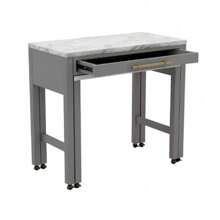 Light Gray Counter Height Table W NESTED TABLE Dining Room Furniture Faux Marble Top Table,TrendyHome