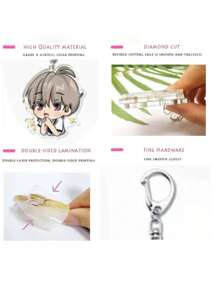 1/7 Pezzi Portachiavi in acrilico con ciondolo a forma di figura di "Lost In The Cloud Cirrus" di stile coreano, accessori per borse, portachiavi, gioielli, regali per fan, accessori per auto, ciondoli per zaini, stile gotico Y2K, portachiavi con porta-badge, regali di Natale per insegnanti, amici, sorelle - Multicolore - Visualizzare 3