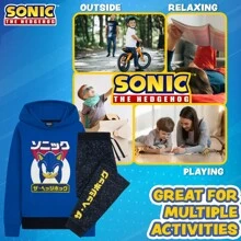 SONIC THE HEDGEHOG Tracksuit Hoodie And Joggers Set 4-12 Years Activewear Lounge Wear Sonic Gift - Multicolor - View 2