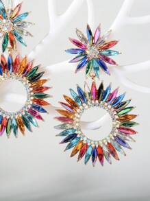 1pc Elegant Ditsy Floral Zinc Alloy Colorful Daisy Design Bohemian Dangle Earrings, Suitable For All Seasons