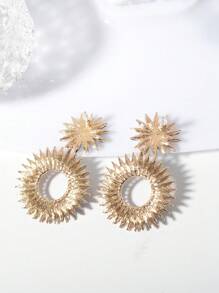 1pc Elegant Ditsy Floral Zinc Alloy Colorful Daisy Design Bohemian Dangle Earrings, Suitable For All Seasons