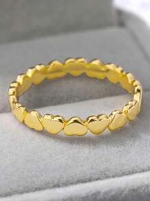 1PC Cute Simple Heart Rings For Women Men Stainless Steel Gold Color Love Finger Rings Couple Wedding Jewelry Christmas Gift - Multicolor - View 7