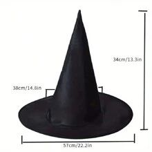 Sombrero de bruja, gorro de mago negro con punta, accesorio de disfraz, gorra para Halloween inelástica para fiestas y eventos de disfraces - Negro - Ver 3