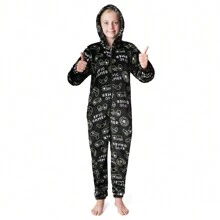 City Comfort Fluffy Fleece Pyjama And Gaming Camo Warm Winter PJ 7-14 Years - Black - View 1