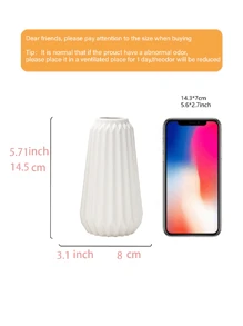 白色陶瓷花瓶，条纹陶瓷花瓶，适用于家居装饰、卧室、办公室、客厅、浴室、桌面、餐桌，是情人节、生日、毕业典礼、开斋节、返校季、房间装饰、文具、花瓶、玻璃花瓶的理想礼物。 - 彩色 - 查看 12
