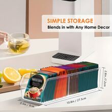 1pc Tea Bag Organizer, Tea Bag Storage Box, Clear Storage Holder Storage Bins For Tea Bag, Sugar Packet, Coffee Bag, Spice Pouches, Multifunctional Plastic Organizer Box, 2-Compartment Desktop Organizer, Storage Box For Cabinet, Countertop, Pantry - Clear - View 3