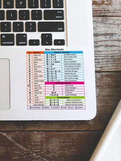 1 pegatina de atajo de teclado para ordenador portátil Compatible con MacBook, pegatinas de teclado