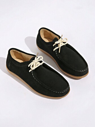 2025 Spring/Fall Angola Red Soft Comfort Korean Fashion Mom Shoes, Hollow Flat Round Toe Casual Lace-Up Oxford Shoes, Thick Sole Versatile British Style