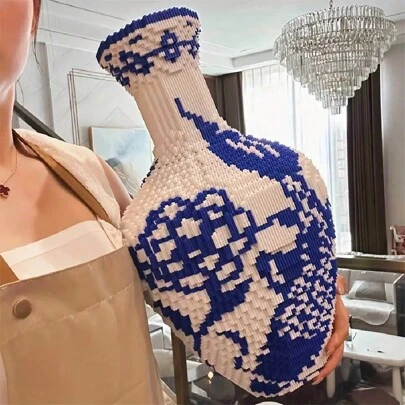 12500pcs Vase Building Blocks Toy, Front Desk Decoration / Living Room Study Decoration, Festival Gift / Christmas Eve Gift, Christmas / Halloween Gift / Easter Gift.