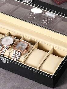 Genuine Leather Watch Box, Watch Storage Box, Watch Display Box, Multi-Watch Box, Jewelry Box, Bracelet Box - Black - View 7